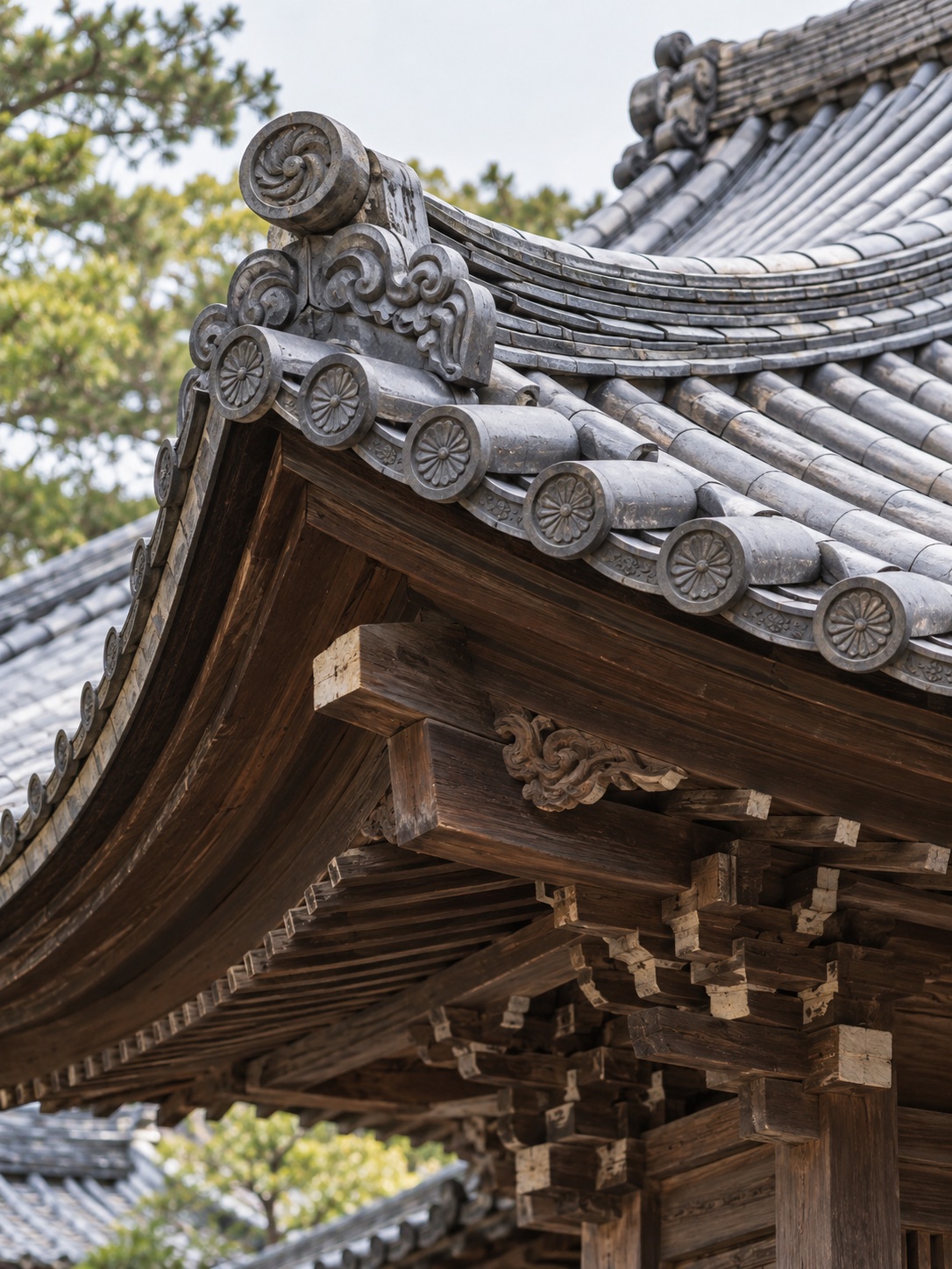 寺院の瓦屋根を表現したイメージ